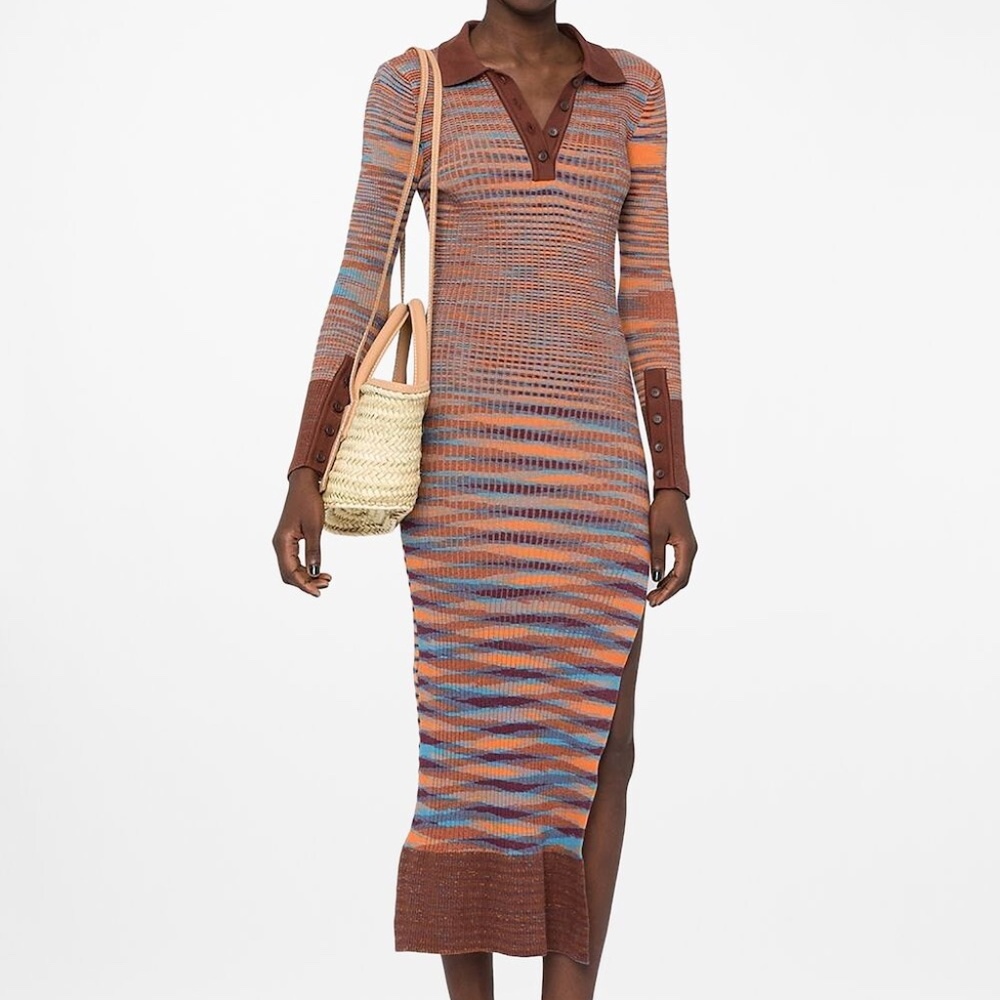 Jacquemus Zucca Ribbed Striped Cotton Dress